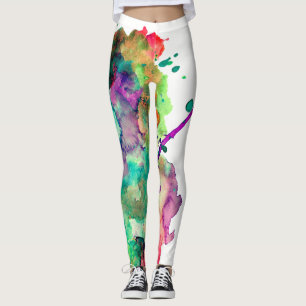 Leggings Couleur, Fou, Tendance, Aquarelle Abstraite Bold