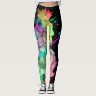 Leggings Couleur, Fou, Tendance, Aquarelle Abstraite Bold