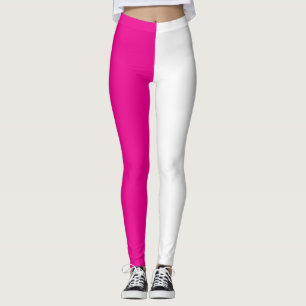 Leggings Couleur fractionnée moitié Magenta rose chaud et m