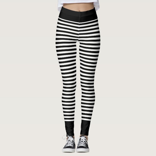 Leggings Couleur noire et blanche ou personnalisée triée (Devant)