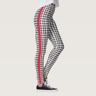 Leggings Couleur noire et personnalisée Houndstooth avec ba