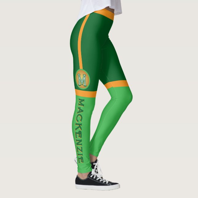 Leggings Couleur ORANGE VERT Combo avec MONOGRAM (Droite)