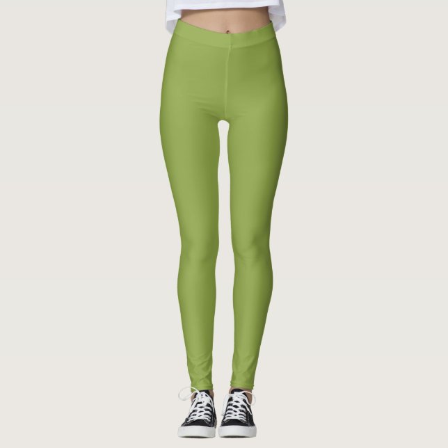 Leggings Couleur solide verte à citron vert moyen (Devant)