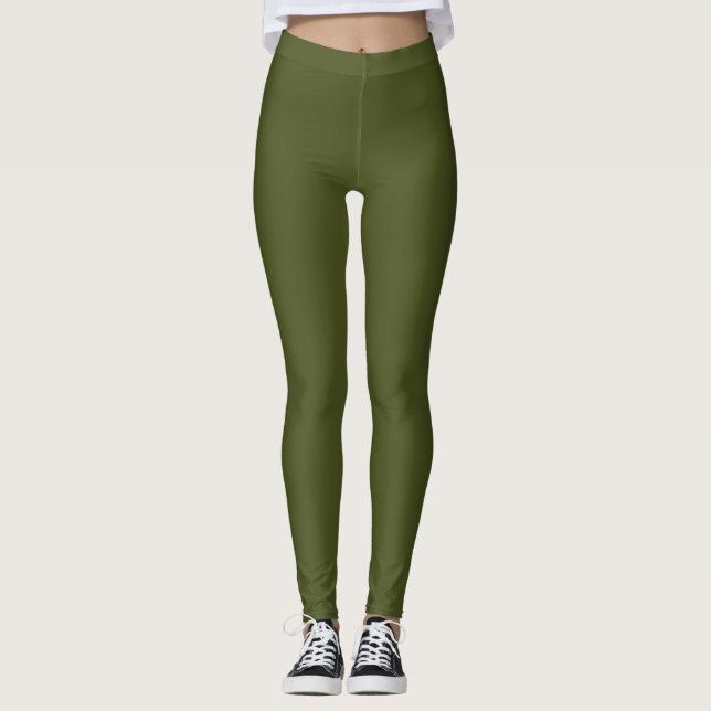 Leggings Couleur solide verte de l'Armée (Devant)