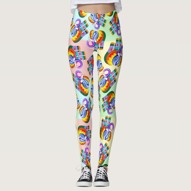 Leggings Couleurs arc-en-ciel éléphant (Devant)