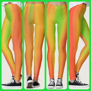 Leggings Couleurs Citron Clair Orange Jaune Vert