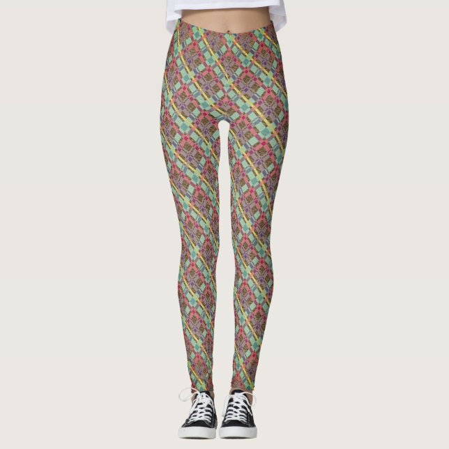 Leggings Couleurs d'art Abstraites (Devant)