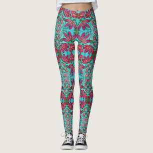 LEGGINGS COULEURS D'EAU NEUROGRAPHIQUES DES FLEURS DE PRINT