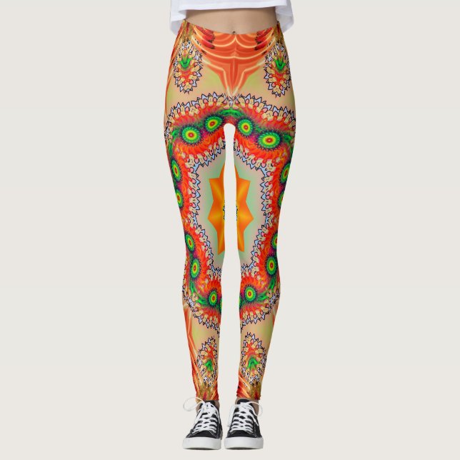 Leggings Couleurs d'énergie vibrantes : design mandala. (Devant)