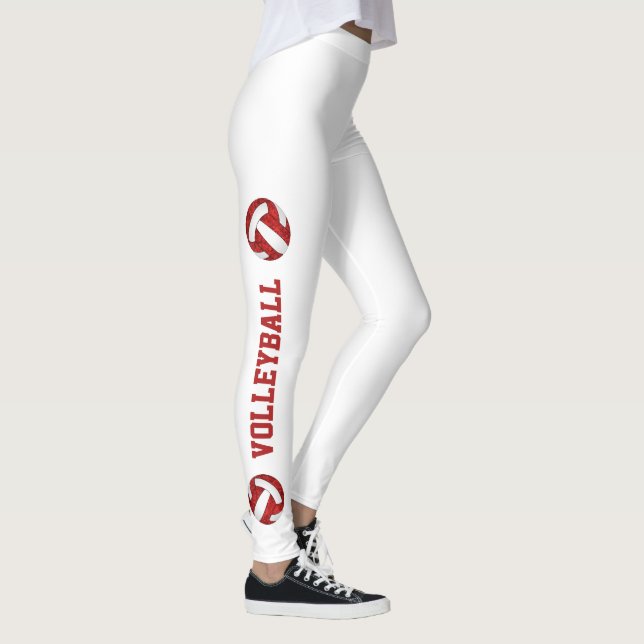 Leggings Couleurs d'équipe blanche rouge volleyballs w text (Droite)