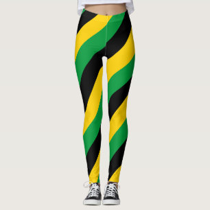 Leggings Couleurs du drapeau national jamaïcain diagonales 