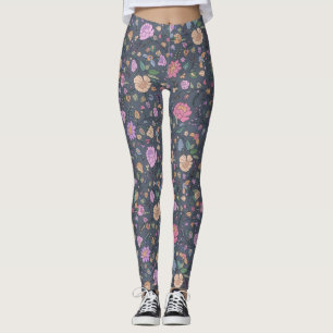 Leggings Couleurs Dusty Moderne Whimsical Coloré Floral