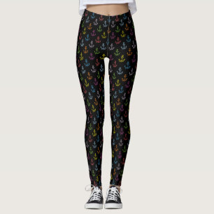 Leggings Couleurs mixtes Ancres nautiques Motif