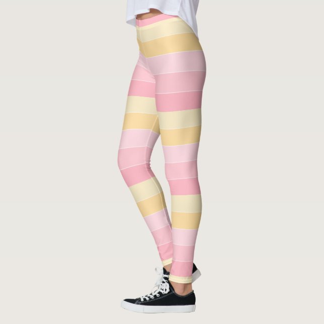 Leggings Couleurs modernes rose jaune blanc Modèle tendance (Gauche)