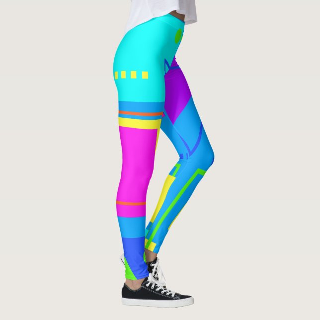 Leggings COULEURS NEON MOTIF 80S cool DES HUIT ANNÉES (Droite)