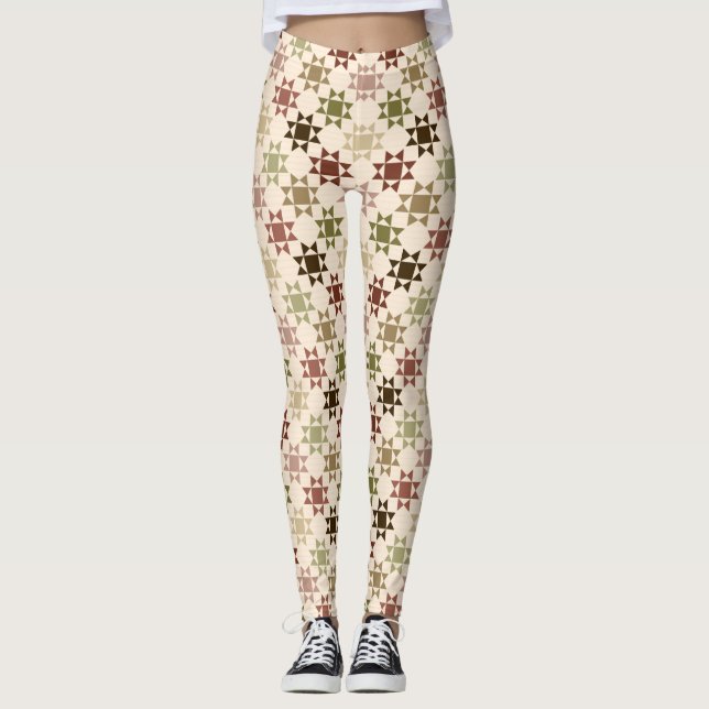 Leggings Couleurs neutres de crème imprimée Amish (Devant)