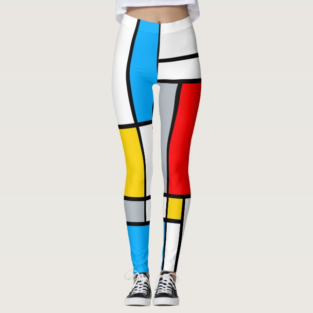 Leggings Couleurs primaires géométriques monodriques lignes (Devant)