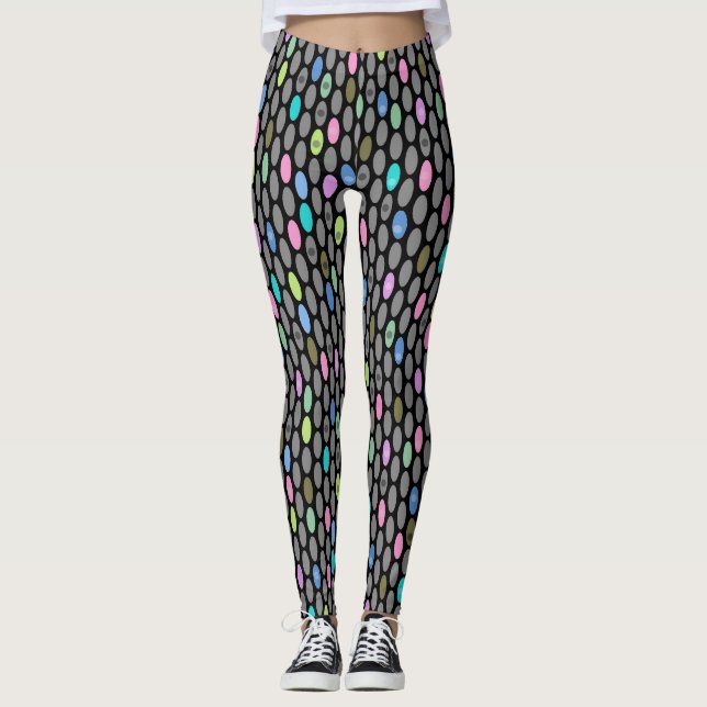 Leggings Couleurs rétro sans couture cercles design pois pa (Devant)