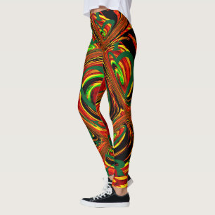 Leggings Couleurs traditionnelles d'Afrique rouge doré