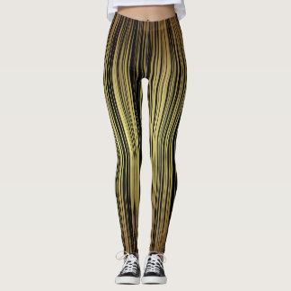 Leggings Couleurs verticales de noir de jaune de motif rayé