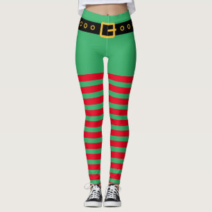 Leggings Coupable costume d'elfe de Noël à rayures rouges e