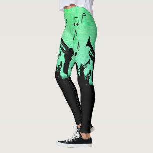 Leggings Coupe de corne Musique Design Poudre vert