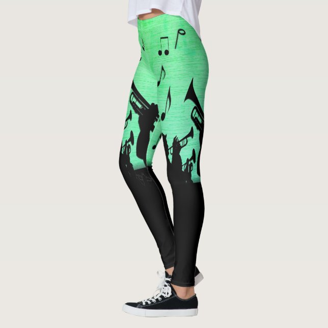 Leggings Coupe de corne Musique Design Poudre vert (Gauche)