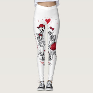 Leggings Couple de squelettes nourrissant chien et chat
