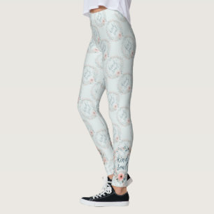 Leggings Couronne florale de l'âme gentille Citation à l'aq