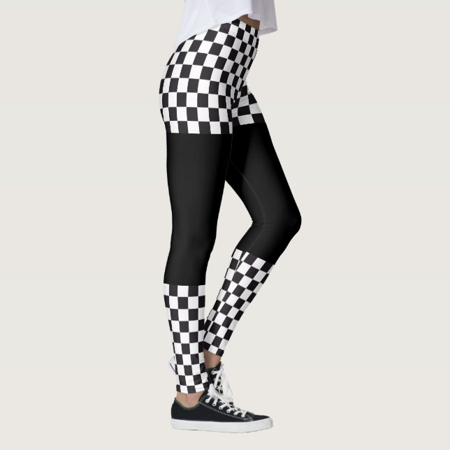 Leggings Course de voiture / Motif d'échecs + votre backgr. (Droite)