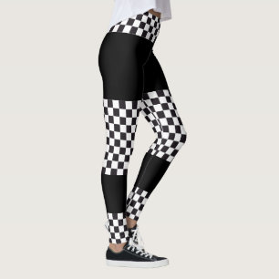 Leggings Course de voiture / Motif d'échecs + votre backgr.