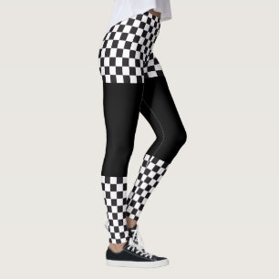 Leggings Courses d'automobiles/motif d'échecs + votre
