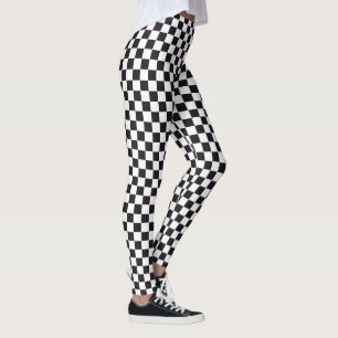 Leggings Courses d'automobiles/motif d'échecs + votre