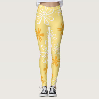 Leggings coussin décoratif à motif floral blanc et marron