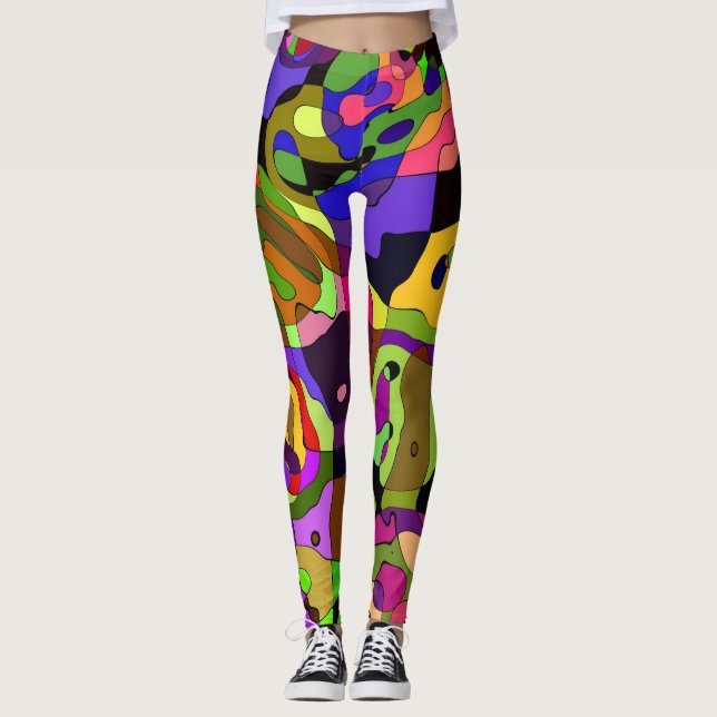 Leggings Coutume multi de couleur de harlequin en pastel de (Devant)
