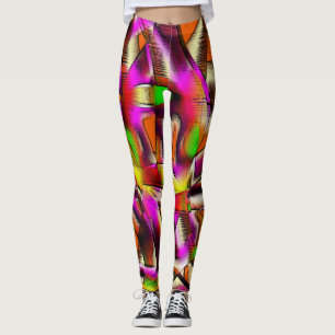 Leggings Coutures tordues roses et rayures entaillées