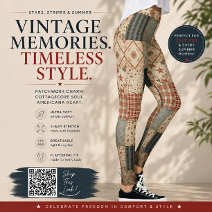 Leggings Couverture de mémoire vintage Patchwork Cottagecor