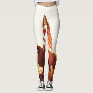 Leggings Cowboy Portrait USA Flag Thème.