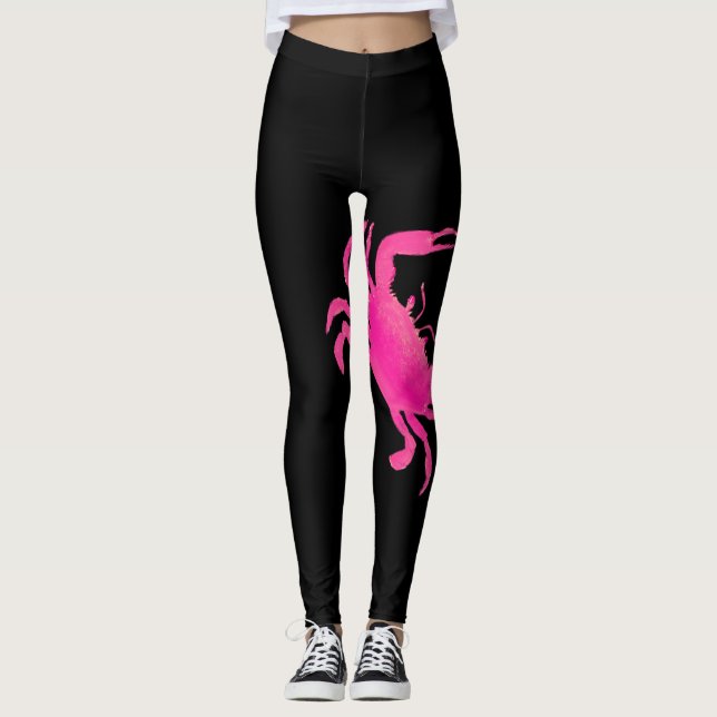 Leggings Crabe nautique de roses indien noires (Devant)