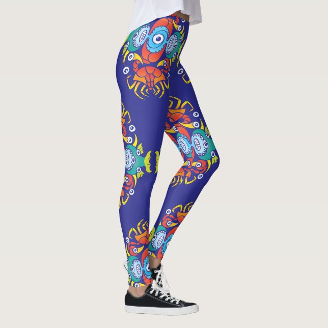 Leggings Crabes, poissons et poulpes pour un motif d'été (Droite)
