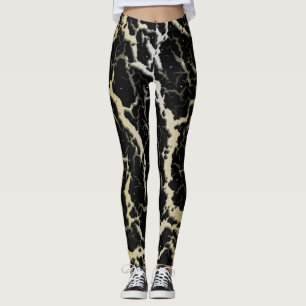 Leggings Cracked Space Lava - White/Gold