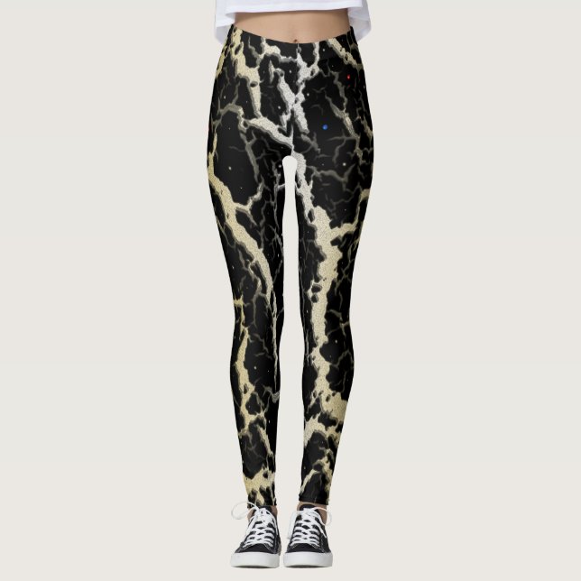 Leggings Cracked Space Lava - White/Gold (Devant)