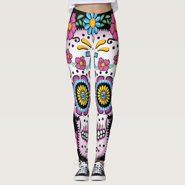 Leggings Crâne de Dia de los Muertos Sugar (Devant)