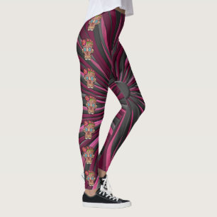 Leggings Crâne de sucre en bois sculpté avec couronne fleur