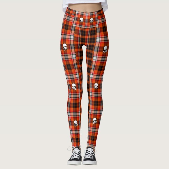 Leggings Crâne Gothique Plaid (Devant)