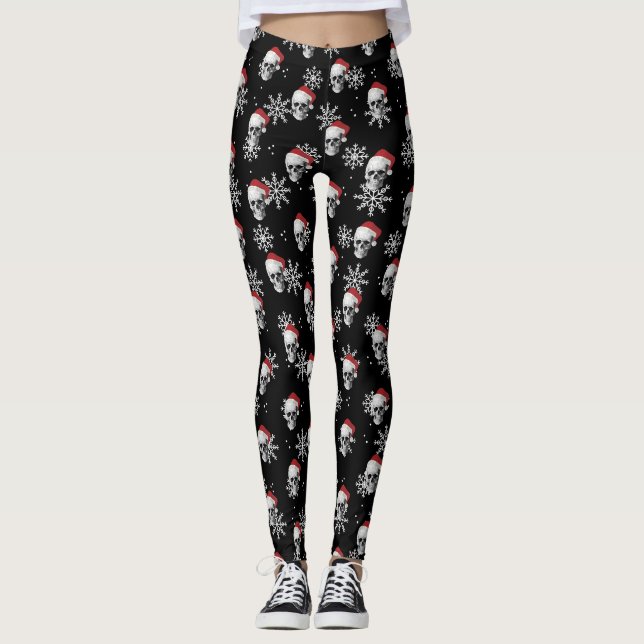 Leggings Crâne grunge Père Noël (Devant)