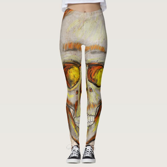Leggings Crâne tiré à la main (Devant)
