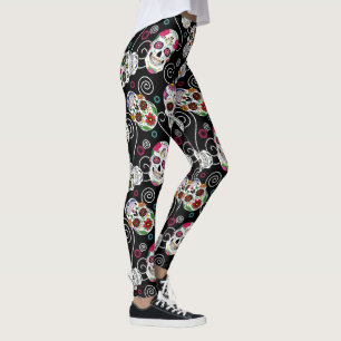 Leggings Crânes à sucre et torsades Noir ID725
