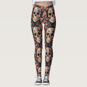 Leggings Crânes à sucre, papillons et fleurs