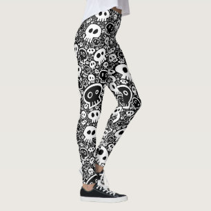 Leggings Crânes blancs sur Noir